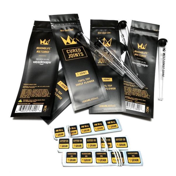 West Coast Cured Prerolled tube with sticker